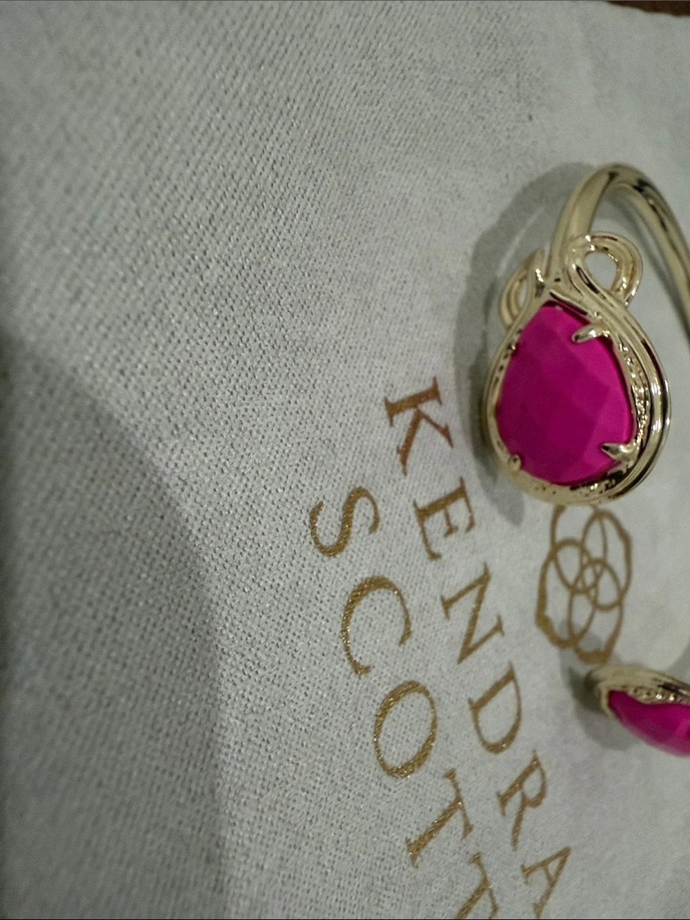 Kendra Scott Gold Open Cuff Bracelet with Hot Pink Stones